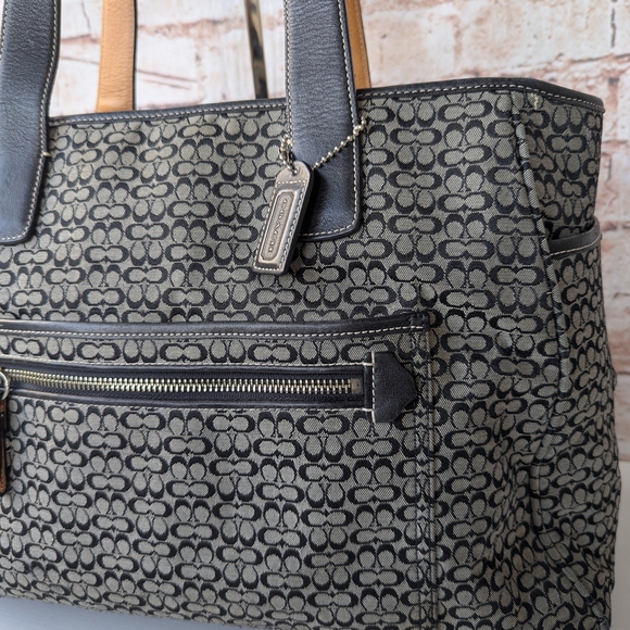 COACH Grey and Black Signature Print Diaper Bag - Picture 8 of 15